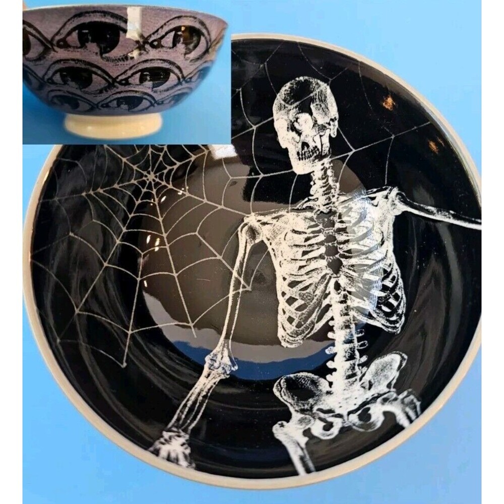 Prima Design Skeleton Eye Bowl Halloween Spider Web Spiderweb Dessert Soup Dish
